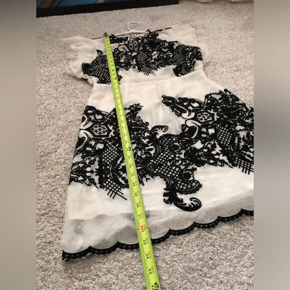 Anthropologie Foxiedox Embroidered  lace mini Dress Ruffle xs pit to pit 17.5” - Picture 12 of 14